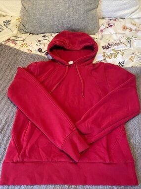 Red Athleta Hooded Fleece Pullover Hoodie